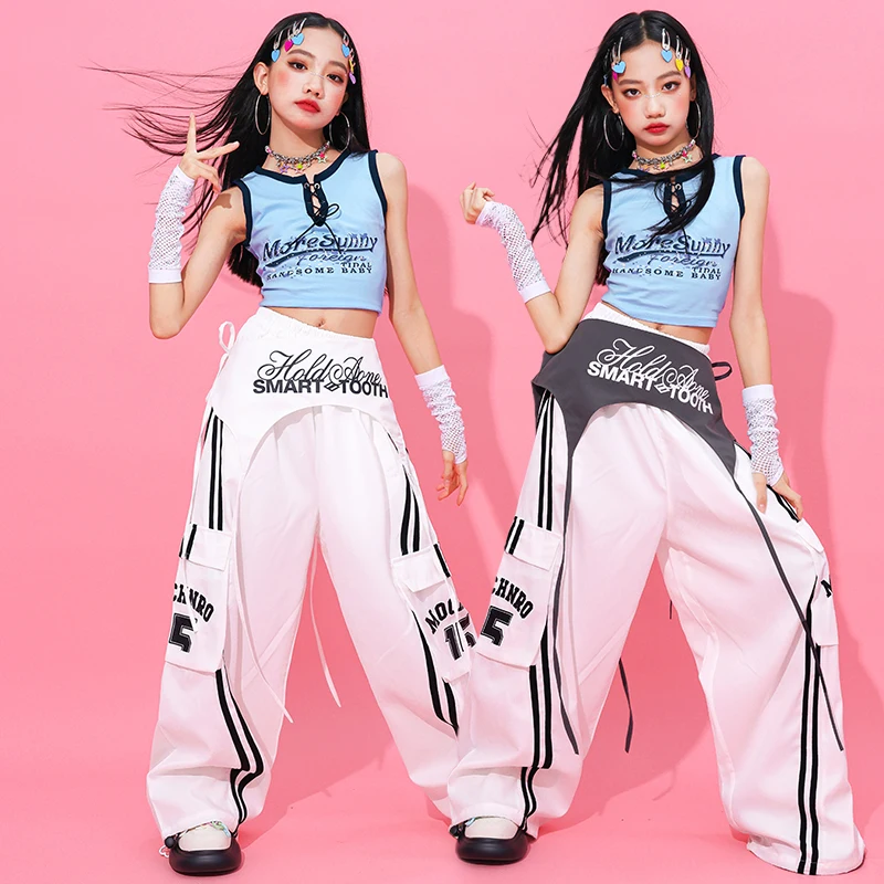 Mädchen Hip Hop Kleidung Crop Top Cargo Hosen Kinder K-pop Street Dance Kostüm Kinder Mädchen Gruppe Streetwear Jazz kleidung Sets