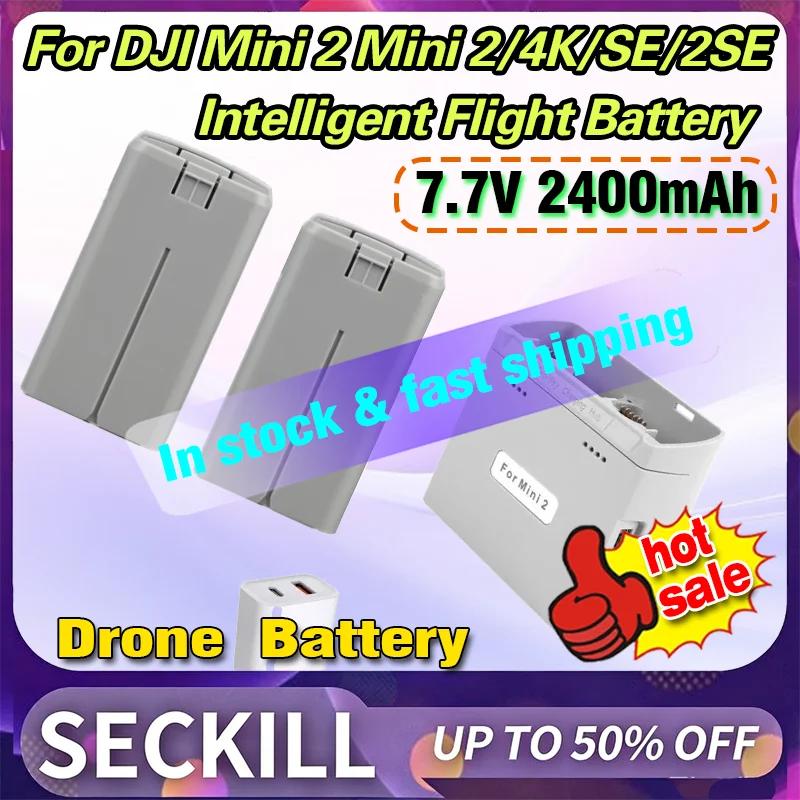 

New in Stock 7.7V 2400mah Drone Battery or Charger for DJI Mini 2 Mini 2/4K/SE/2SE Intelligent Flight Battery Accessories