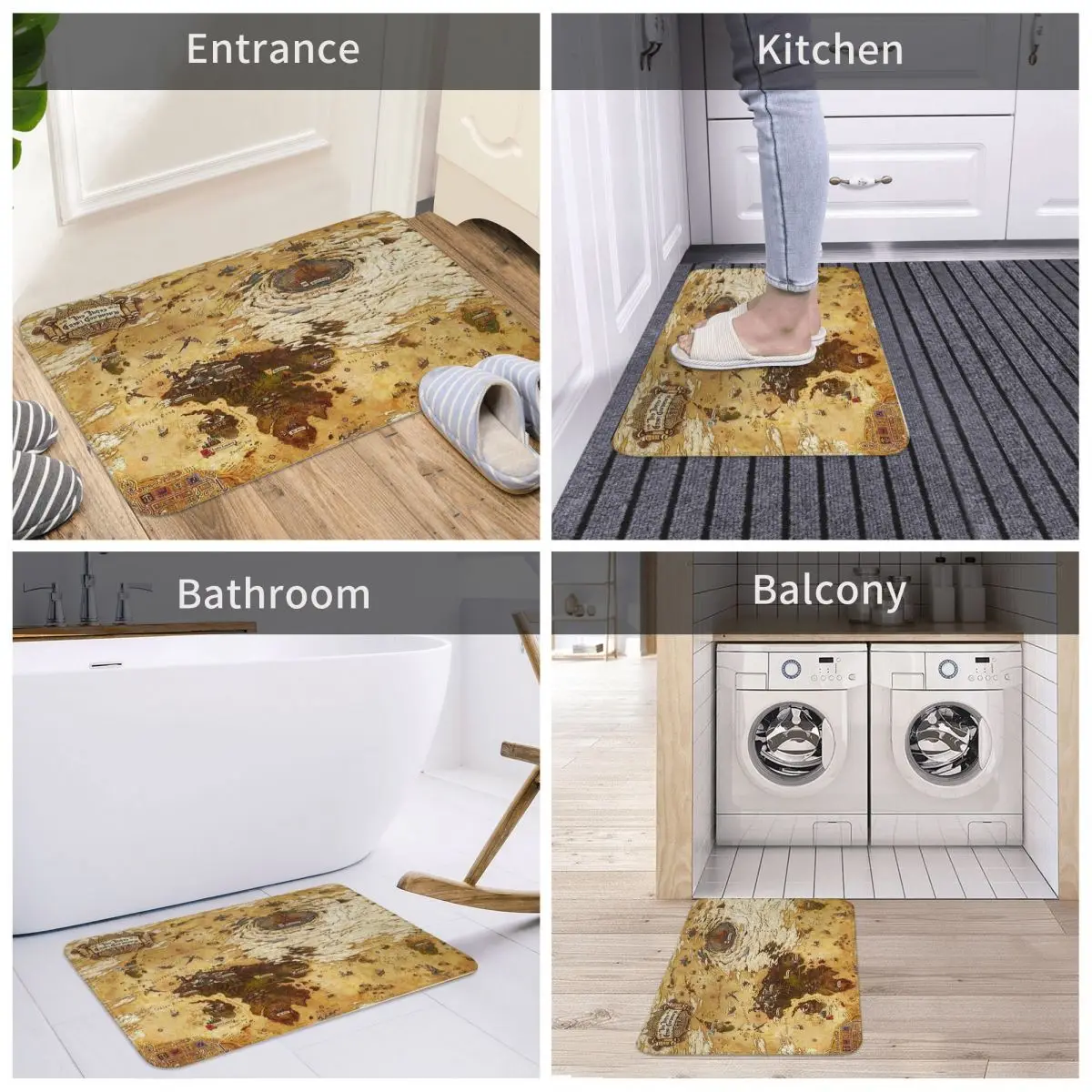 Final Fantasy Game Anti-Slip Doormat Bath Mat FFXIV New Updated World Map Hydaelyn Eorzea Balcony Carpet Entrance Door Rug Home