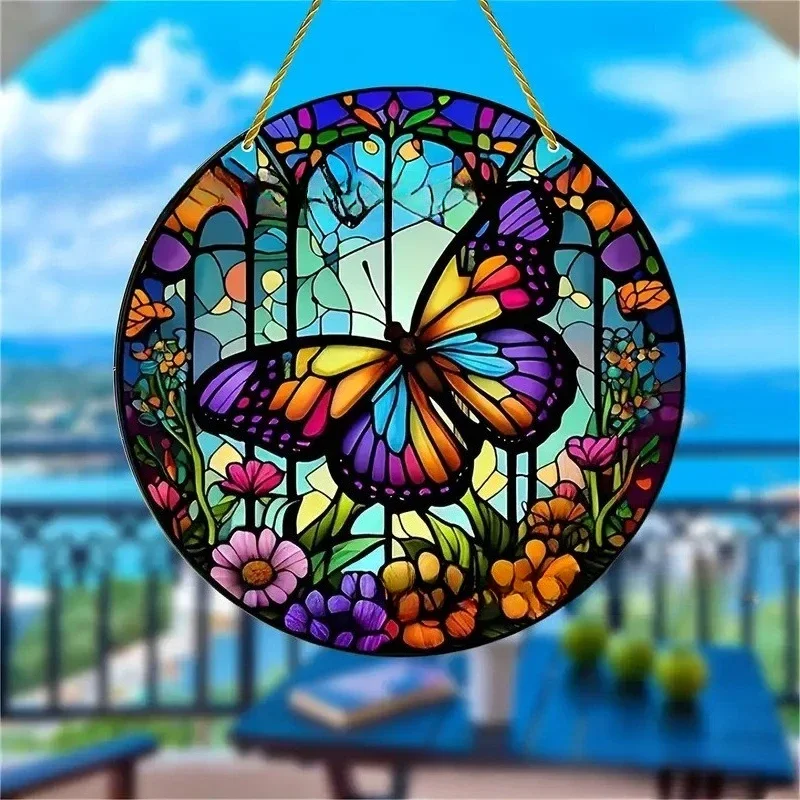 Kreativer Kolibri-Fensterbehang aus Acryl, Sonnenfänger, runde Girlanden-Dekoration, Veranda-Dekoration – Detail 7
