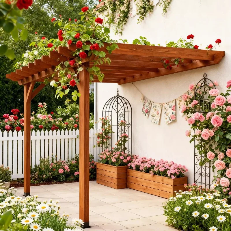 

Антисептическая деревянная уличная садовая пергола-арка с одной опорой для виноградной лозы, простая подставка для цветов, навес из массива дерева