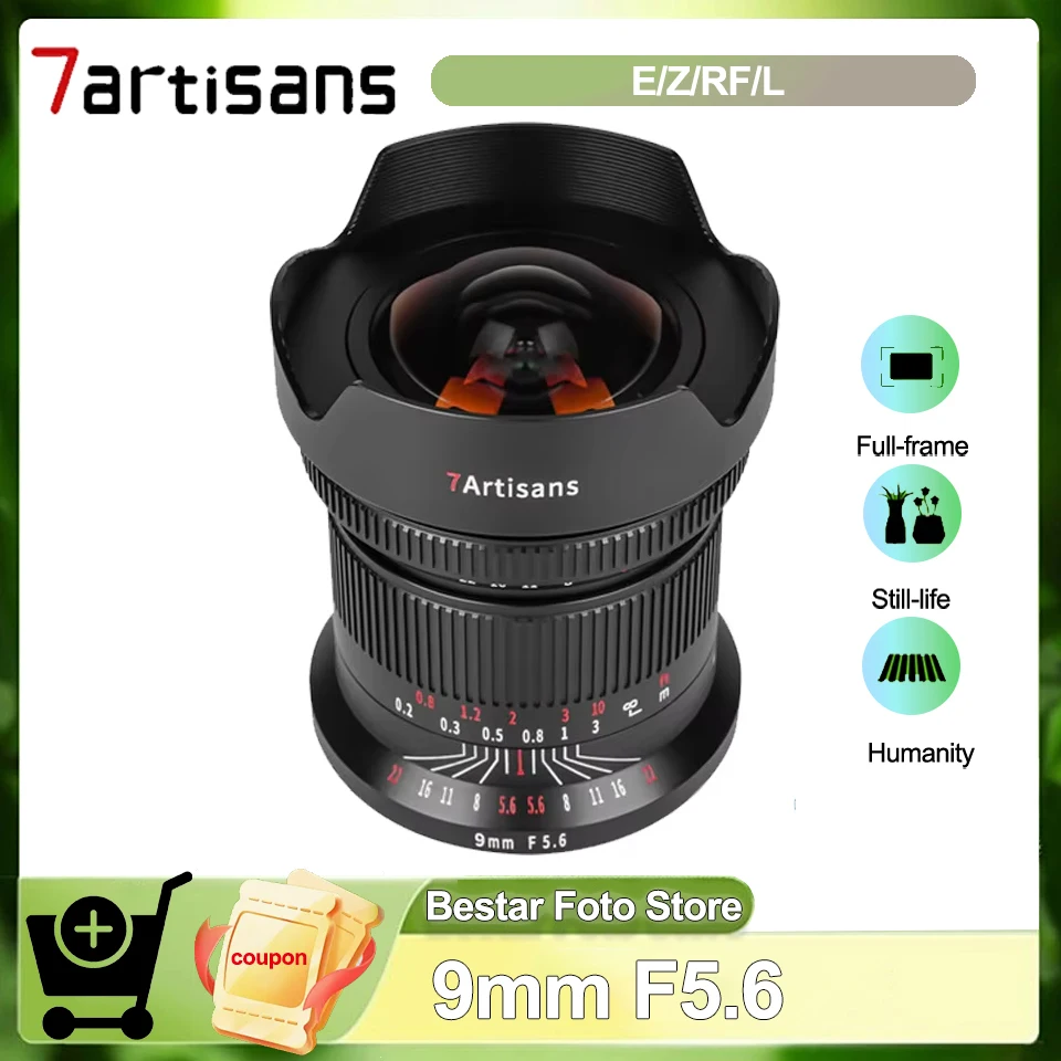 7artisans 9mm F5.6  Full Frame Len MF Ultra Wide Angle Prime Lens for Sony E Canon R Nikon Z Sigma L Mount