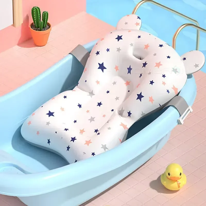 Almohadilla de soporte para baño de bebé, asiento flotante plegable, cojín de baño ajustable para recién nacido, hamaca de red de seguridad infantil