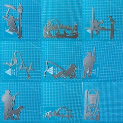 Men's Fishing Hunter soldier Metal Cutting Dies Cut Mold Decoration Scrapbook Paper Craft Knife Mould Blade Punch Stencils
