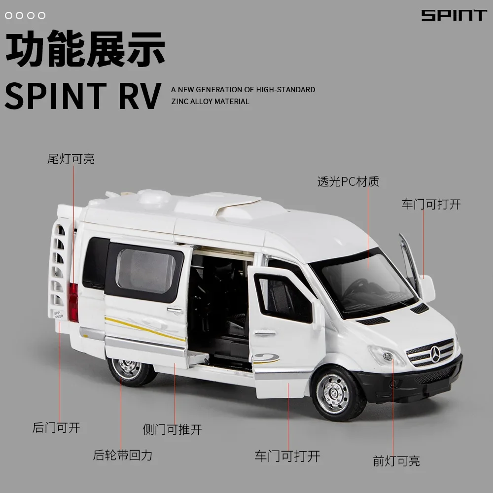 1:32 Mercedes Benz Sprinter MPV Diecast Car Metal Model With Light And Sound Pull Back car Alloy Toy Collection For Gifts A410