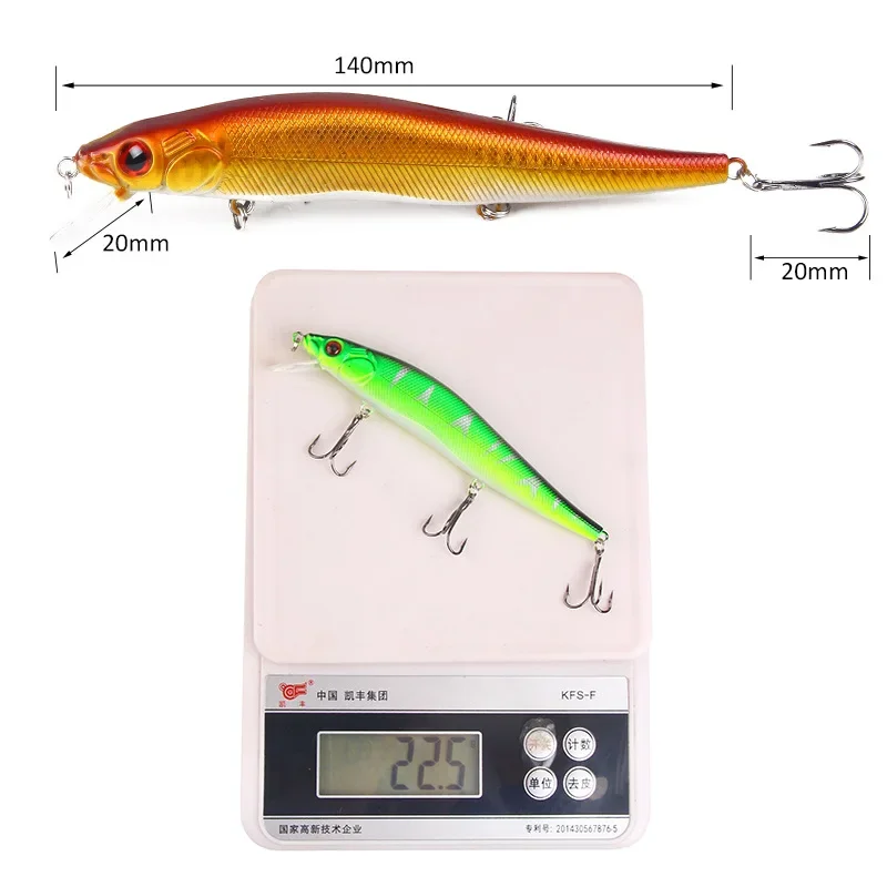 1 Uds 14 cm 23g Minnow Señuelos de Pesca Wobbler cebos duros Crankbait ABS señuelo Artificial para lubina aparejos de pesca