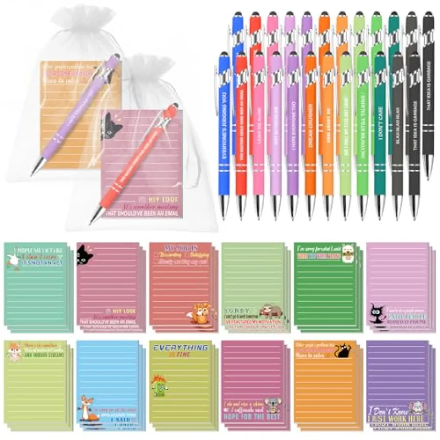 

Sarcastic Notepads with Sayings Ballpoint Pens Funny Sticky Pads 3 x 4 Inch to Do List Funny Notepads Pens for Coworker Nurse T