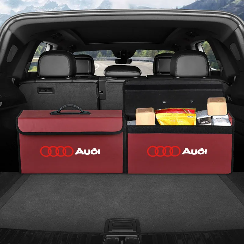 Car Trunk Storage Bag Leather Camping Box Collapsible For Audi Sline A1 A3 A4 A5 A6 A7 A8 B8 B9 B6 C6 Q2 Q3 Q5 Q7 Q8 TT S3 S4 S7