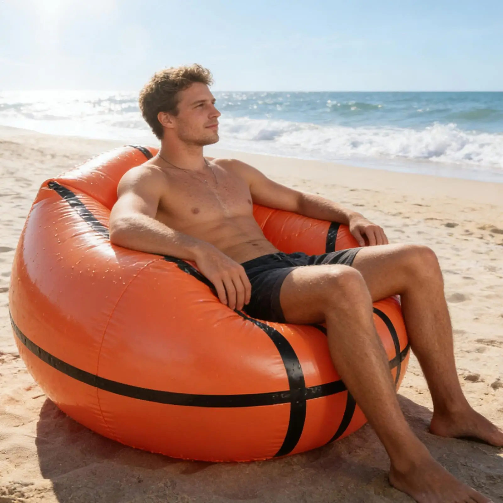 Inflatable Couch Portable Quick Inflation Air Sofa Foldable Camping Lounger for Adults, Beach Lake Backyard Patio Deck Balcony