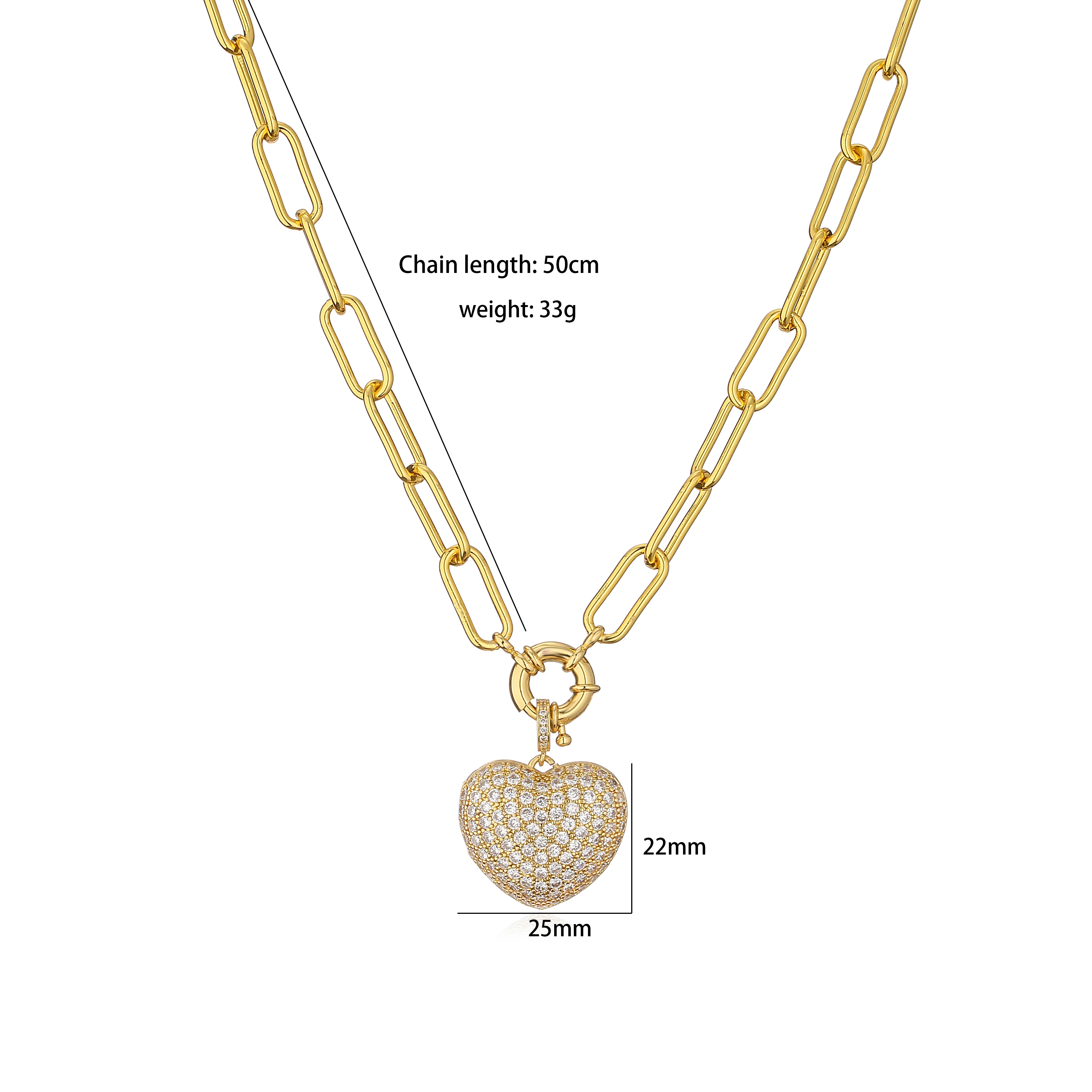 HECHENG, AAAAA Cubic Zirconia Women Heart  Earrings Ring Necklace Jewelry Set, Cooper 18K Plated Love Anniversary Gift