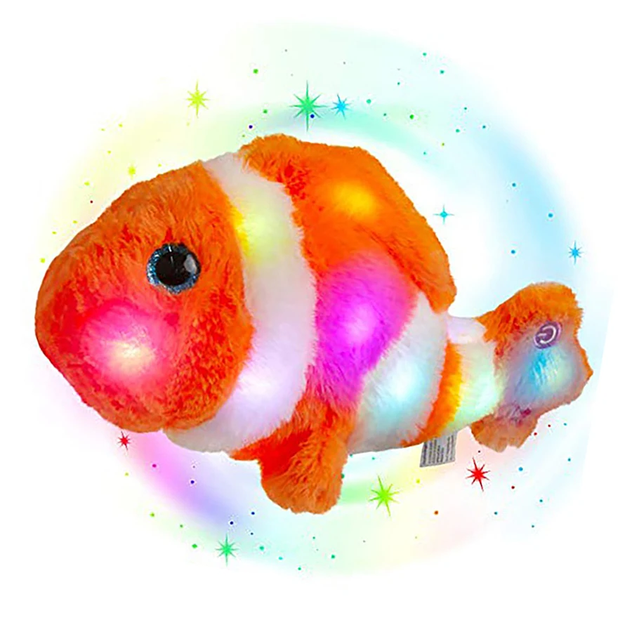 LED الحيوانات المحشوة للأطفال ، الأسماك البرتقال تضيء وسادة لينة ، دمية Clownfish ، أفخم لعبة مع أضواء الليل ، لعبة عيد ميلاد للفتيات ، 33 سنتيمتر