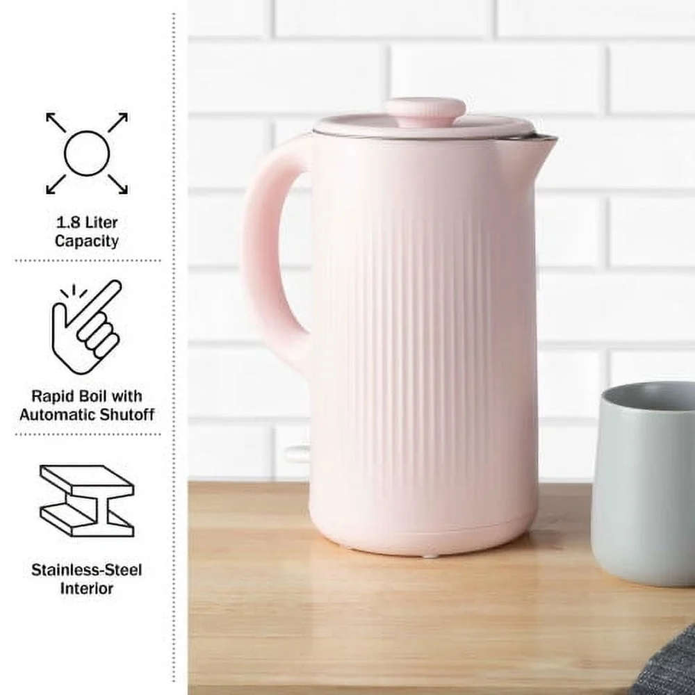 غلاية كهربائية 1.8L ريترو ستايل إيقاف تلقائي سخان مياه يغلي سريع متين من الفولاذ المقاوم للصدأ هدية رائعة لمحبي الشاي والقهوة