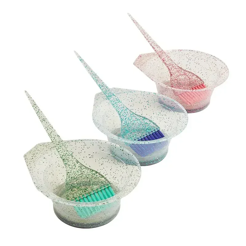 

2pcs Crystal Glitter Hair Dyeing Bowl Set Hair Dyeing Brush Bowl Hair Color Bowl Coloring Applicator Tools DIY Home Barber Salon