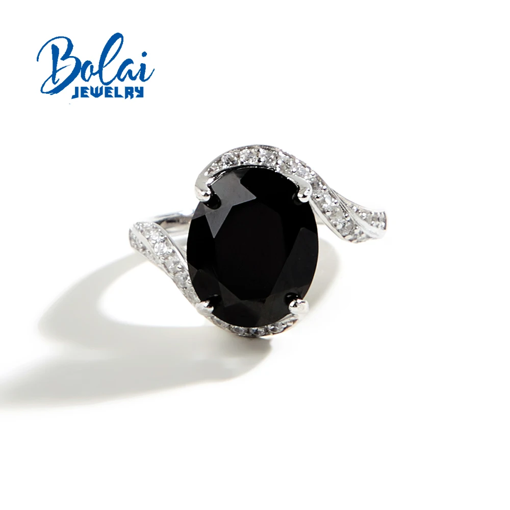 Elegant women Ring 925 Sterling silver Black spinel oval 10*12mm 5.5ct natural gemstone fine jewelry for women wife nice gift
