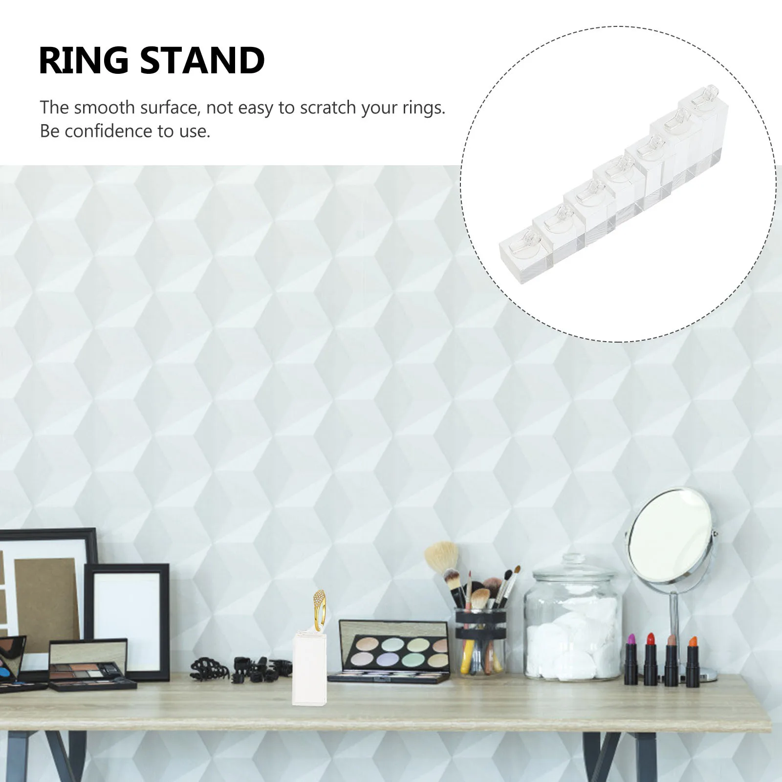 

7Pcs Clear Acrylic Ring Display Stand Square Jewelry Holder Organizer for Home Shop Counter Display Ring Holder