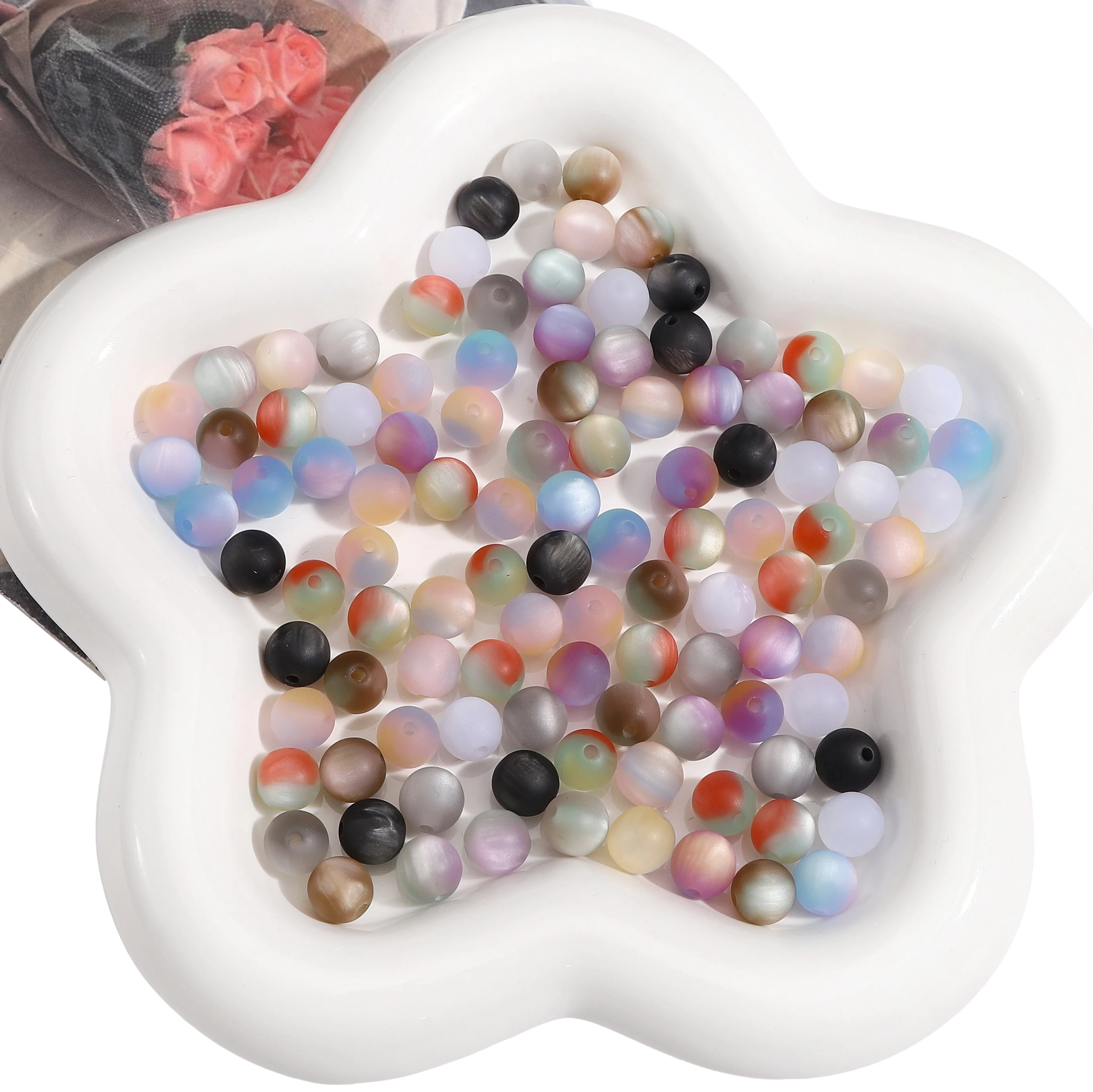 

8/10mm Cat Eye Beads Colorful Matte Round Resins Beads Loose Bead For DIY Jewelry Necklace Bracelets Earrings Making Accessories