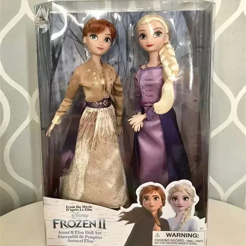 Cute Disney Frozen 2 Coronation Edition Palace Model Elsa Anna Queen Doll Box Set Of 2 Ornaments Christmastoy Figures Kid Gift