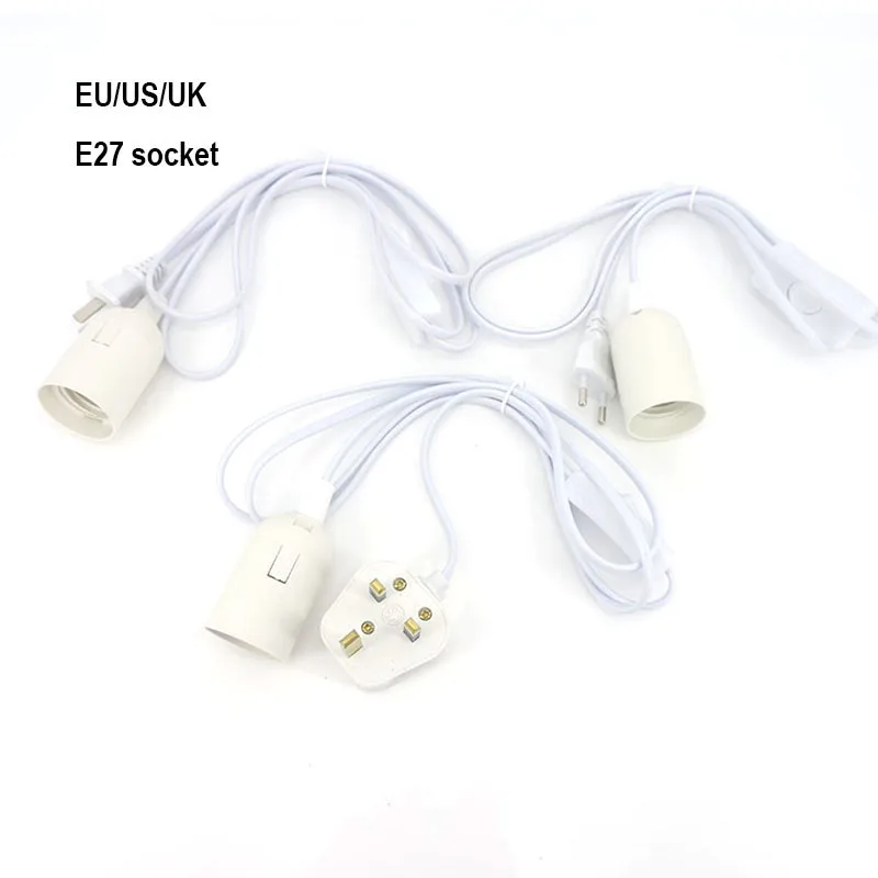 

EU US UK E27 AC Power Cord Cable 1.8M Socket lamp Base hanging Holder plug eclectical led Lamp Bulb Light Adapter switch wire o1