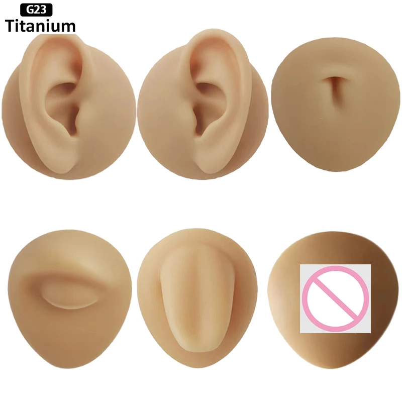 Soft Silicone Ear Model 1:1 Human Ear Nose Tongue Labret Model Simulation Display Props Teaching Tools Jewelry Display Earrings