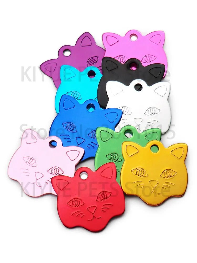 Großhandel 20 Stück Katzen-ID-Anhänger, Namensschild für Katzen, Aluminium-Haustierzubehör, personalisiertes Namensschild für Katzenhalsbänder – Detail 5