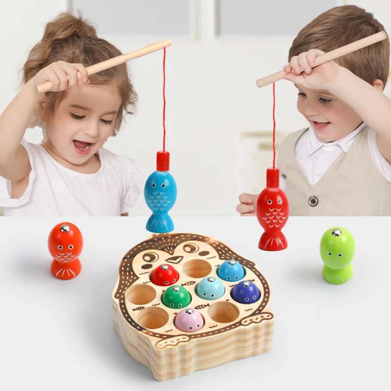 Houten Pinguïn Magnetisch Visspelletje Kinderen Montessori Vroeg Leren Educatieve Ouder-Kind Interactief Speelgoed Kerstcadeaus