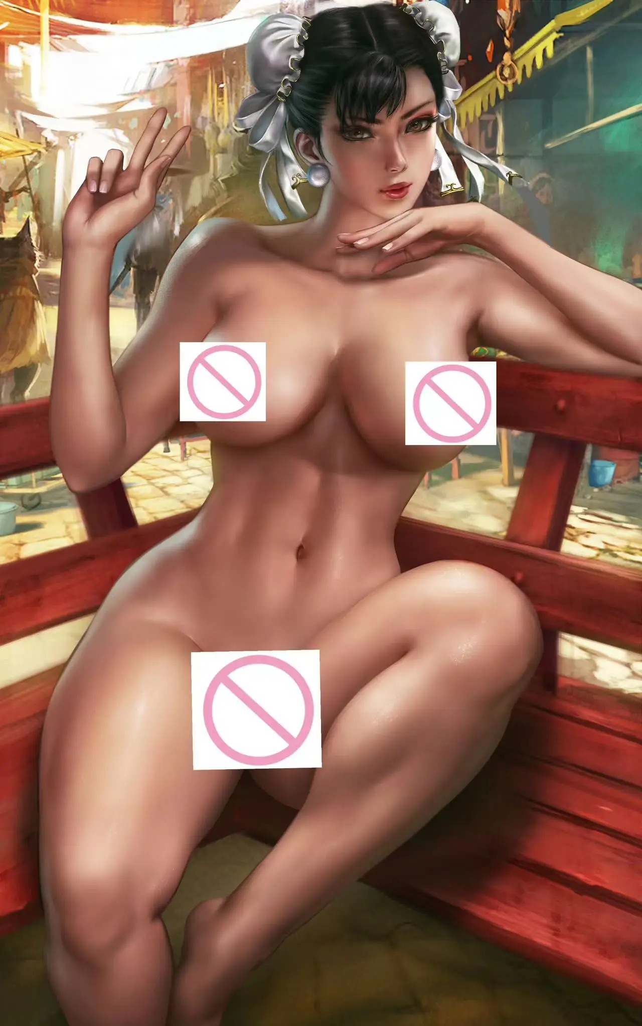 Chun Li Street Fighter Big Boobs Anime Sexy Naked Lady Print Canvas AI Art HD Manga Poster Living Room Bedroom Handing Picture