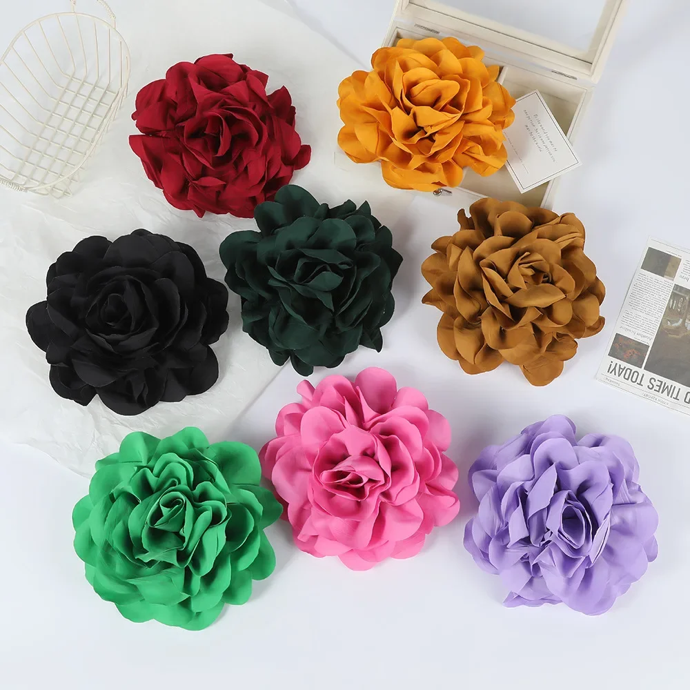 Handmade Fabric Flower Brooches Crepe Multi-layer Corsage Lapel Pins Fashion Elegant Wedding Party Badge Jewelry Accessories