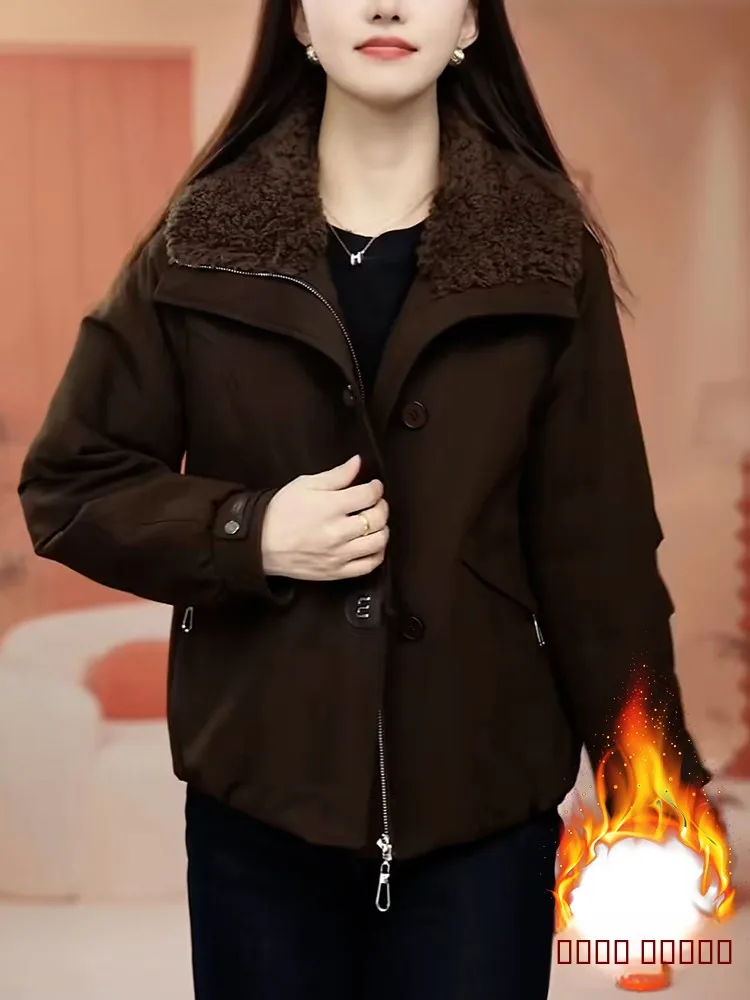 

Женская зимняя куртка Thiened Fce из хлопка с пуховым наполнителем, новинка, повседневный стиль, легкая, для улицы