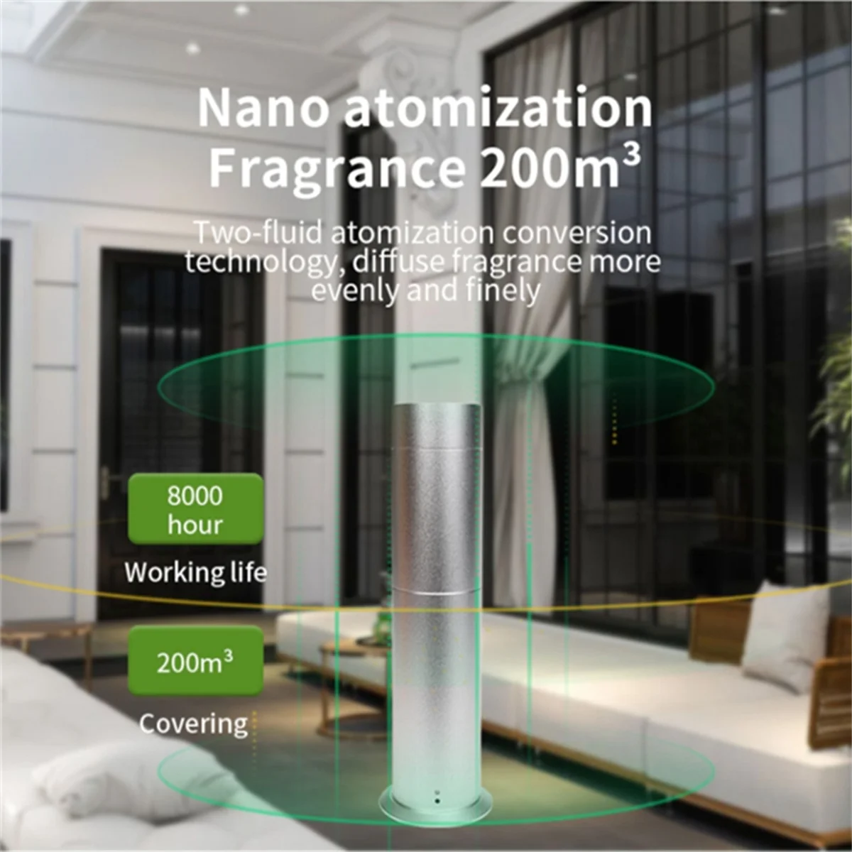 Essential Oil Diffuser Aromatherapy Oils Nebulizing Fragrance Diffuser Air Freshener for Hotel Home EU Plug Silver