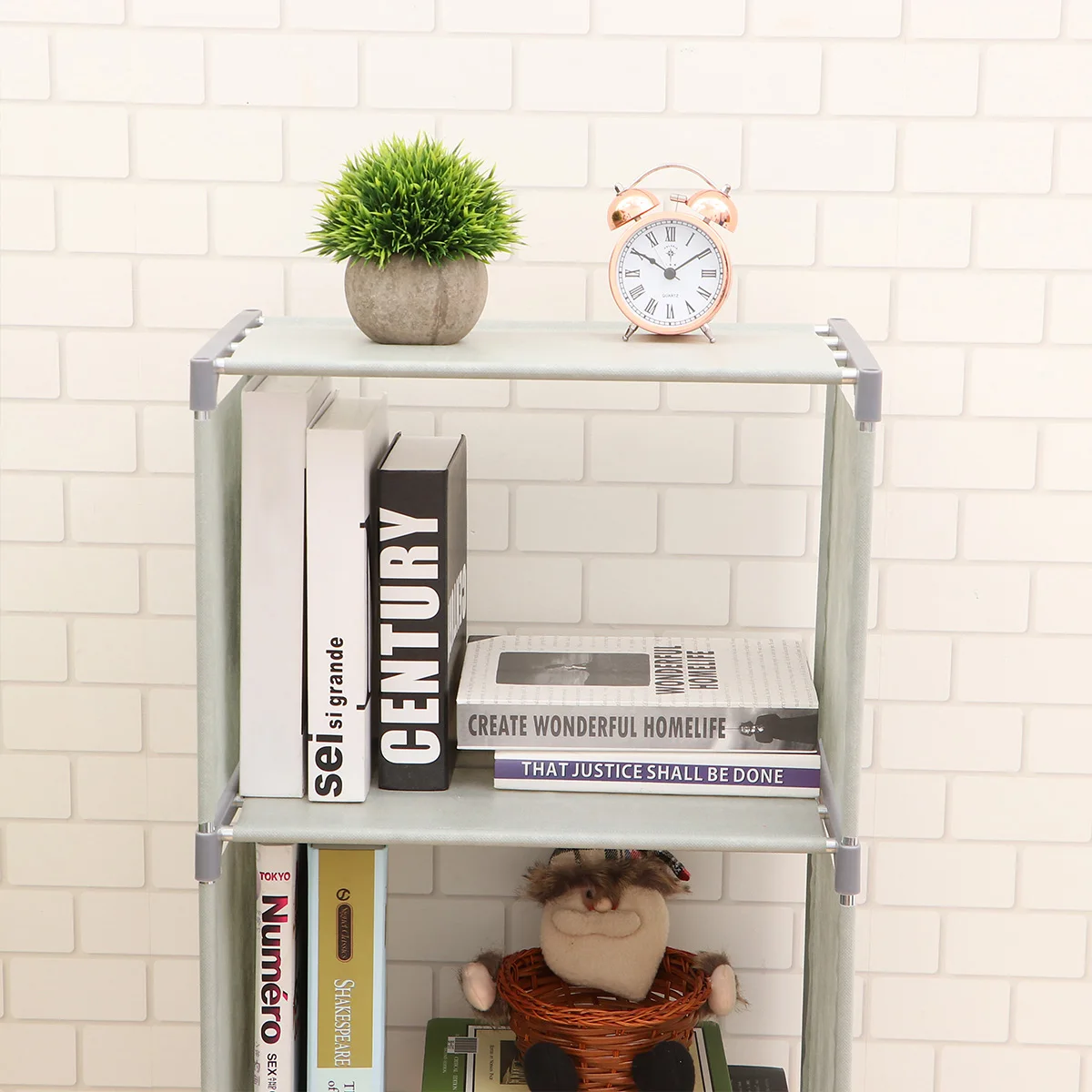

5-Layer Desktop Bookshelf Modern Table Bookcase Creative Storage Rack Home Office Dorm Grey Space-Saving Organizer Holds