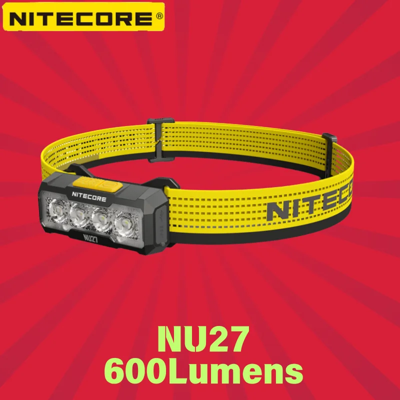 NITECORE NU27 Rechargeable Headlamp 600Lumens Dual-Core MCT UHE LEDS Ultra Lightweight Waterproof Runing Headlight