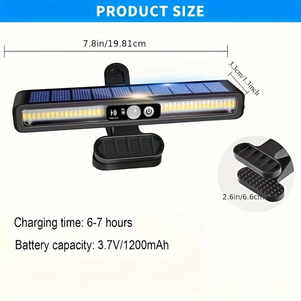 M12K-Clip On Solar Motion Lights Outdoor 2 Pack Fence Lights Outside For Fence Garage Camping