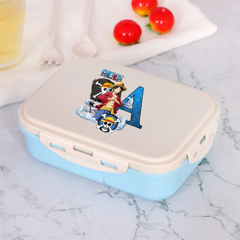 Цельный ланч-бокс Bento, портативные контейнеры для хранения еды, мультяшный аниме-узор, ланч-бокс с буквенным принтом A-Z, милый контейнер для еды