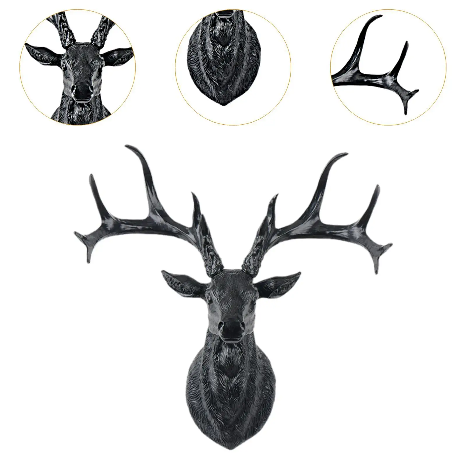Deer Head Wall Sculpture Resin Deer Head Sculpture,Wall Mounted Collection,Animal Head Wall Art for Office Living Room Bar