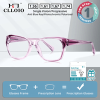 CLLOIO New Anti Blue Light Flat Frame Glasses Women's Reading Prescription Customized Glasses Photochromic Progressive Glasses