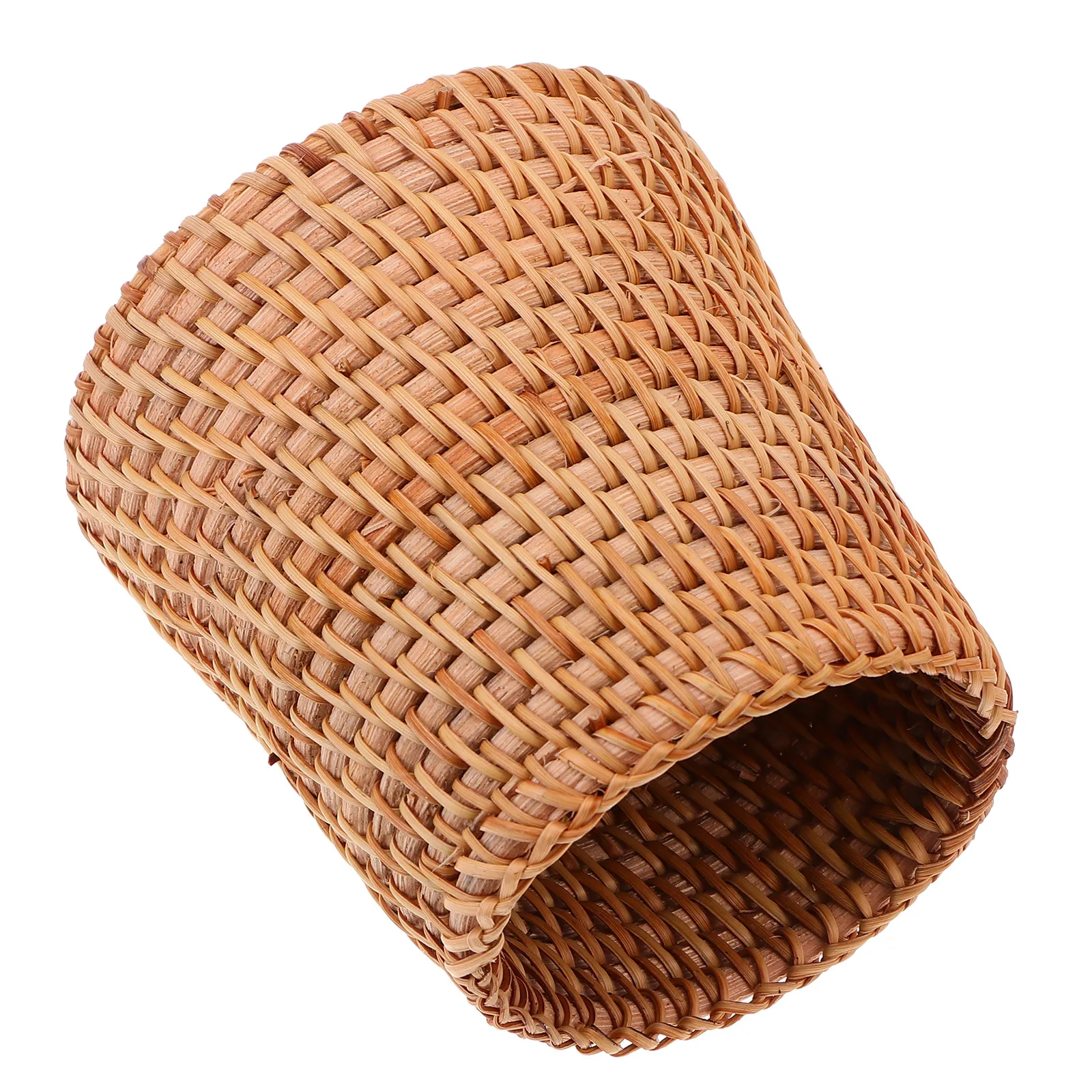 

Rattan Woven Pen Holder Storage Basket Brown Desk Organizer for Pens Pencils Office Supplies Small Item Container Home Decor
