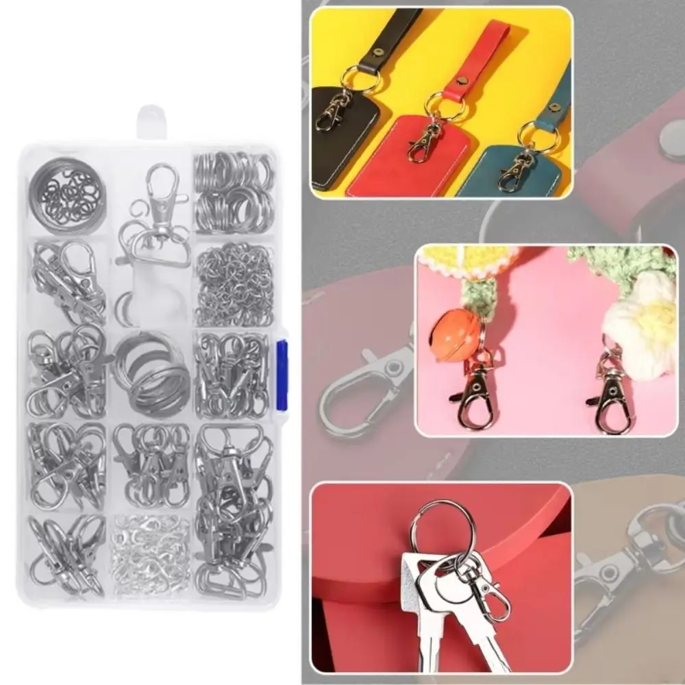 265pcs Lobster Claw Clasp Keychain Making Kit Swivel Snap Hook Extender Chain Keychain Clip with Key Ring Jumprings Portable