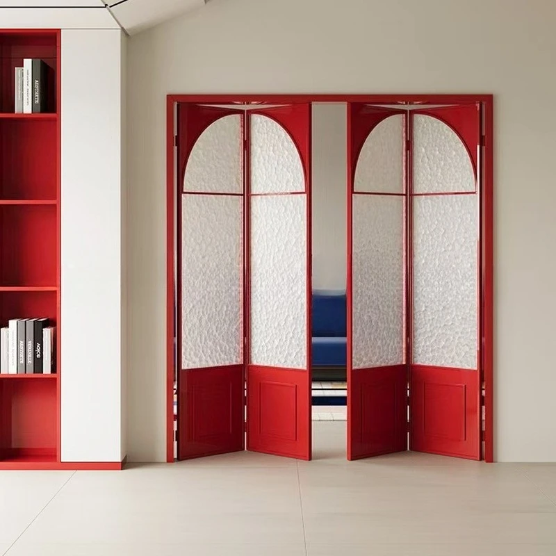 

Door titanium aluminum alloy sliding door open living room kitchen balcony triple linkage glass swing door