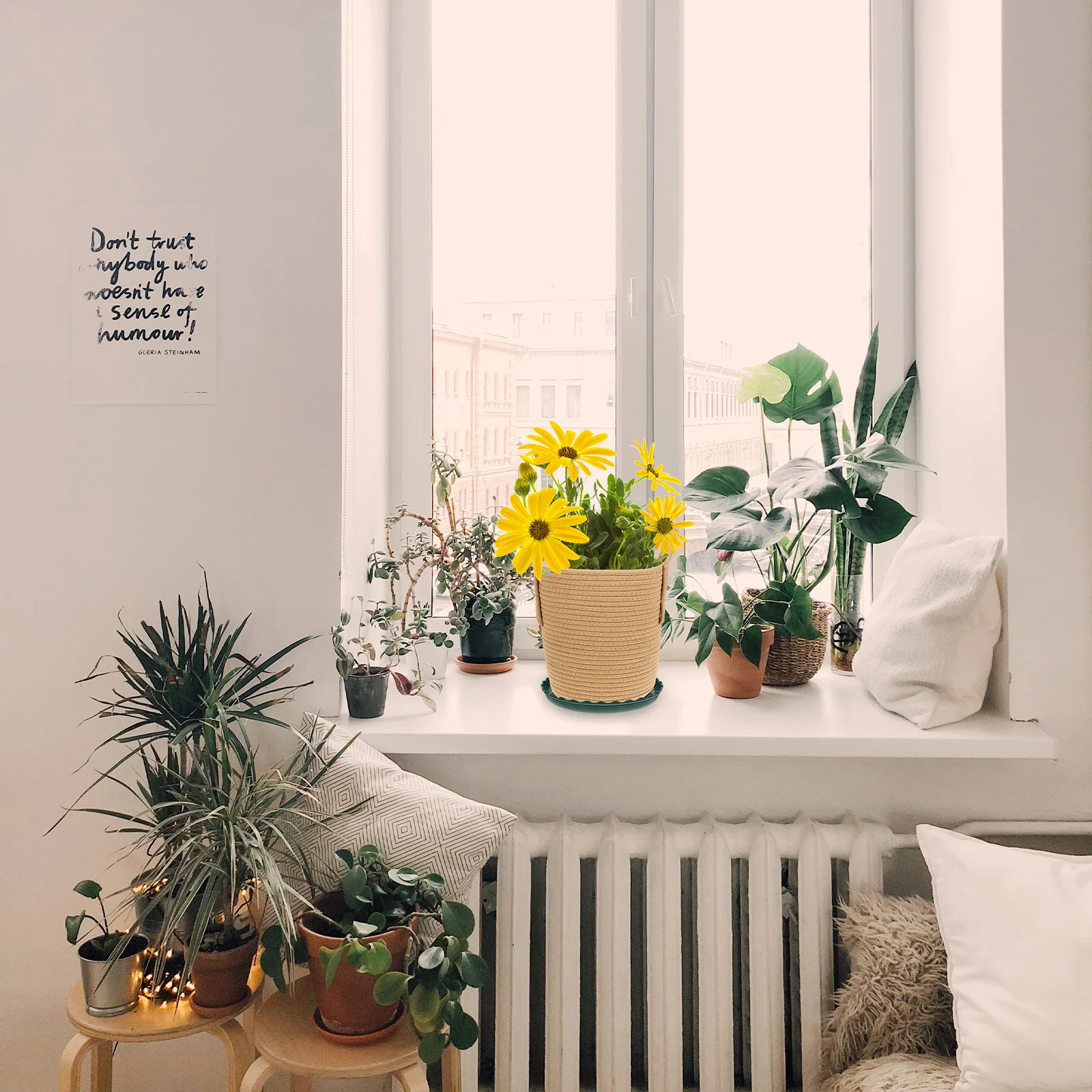 

1Set Cotton Thread Woven Basket Simple Fashionable Home Decor Storage Container for Living Room Balcony Toilet