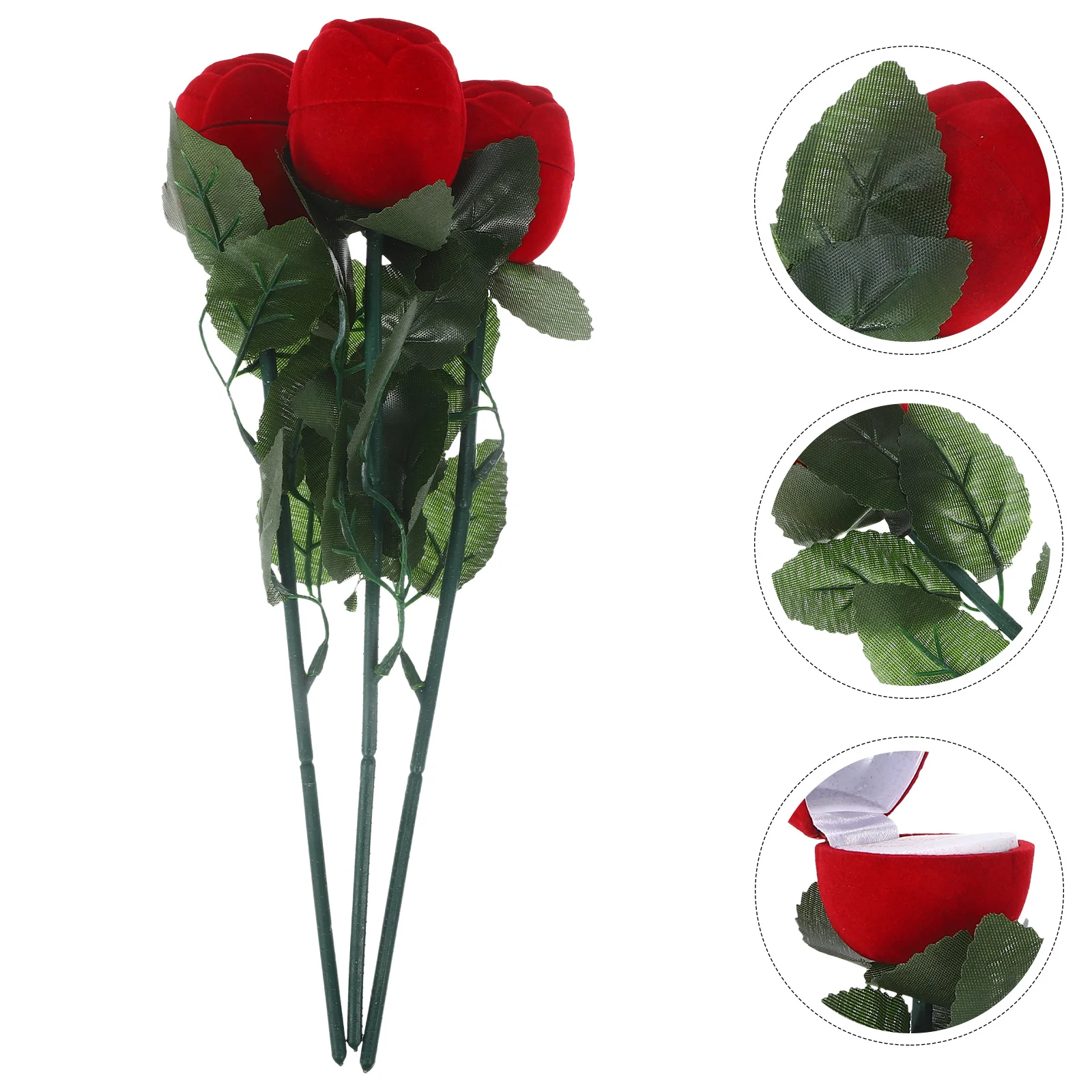 

3 шт., коробка для колец с розой, дышащая ткань, реалистичный держатель для колец в форме розы для хранения свадебных украшений на помолвку