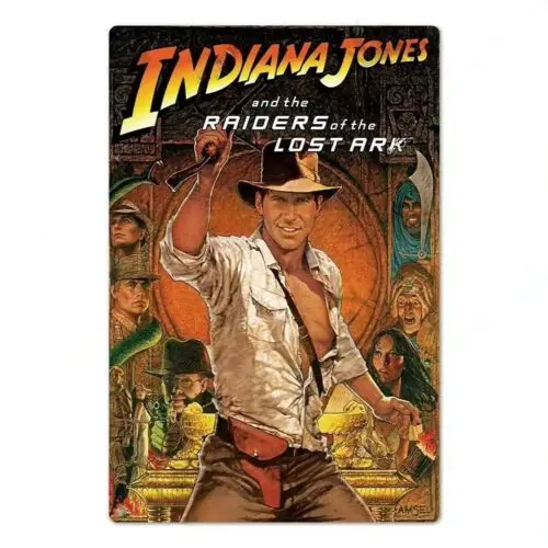 Indiana Jones Blechschild Vintage Metall-Filmplakat Männerhöhle-Dekoration Retro-Aluminium