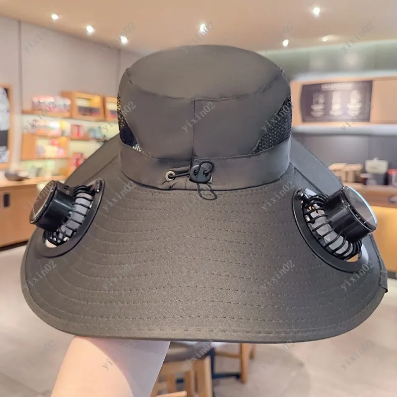UV Resistant Solar Powered Fan Cap Wide Brim  Hat Outdoor Camping & Fishing Use