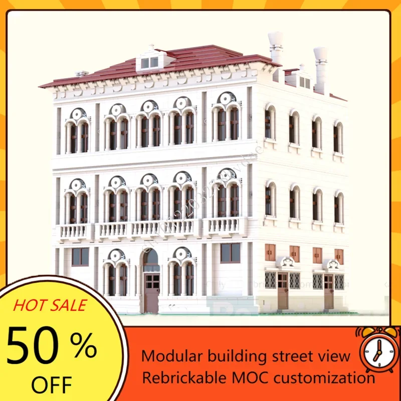 

4978 шт. Ca' Vendramin Calergi модульная MOC креативная модель с видом на улицу, строительные блоки, архитектура, сделай сам, образовательная модель, игрушки, подарки