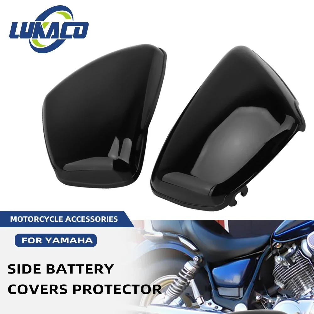 Motorcycle Side Black Battery Covers For Yamaha XV700 XV 750 1000 1100 Virago 1984-Up Motocross Battery Fairing Protector