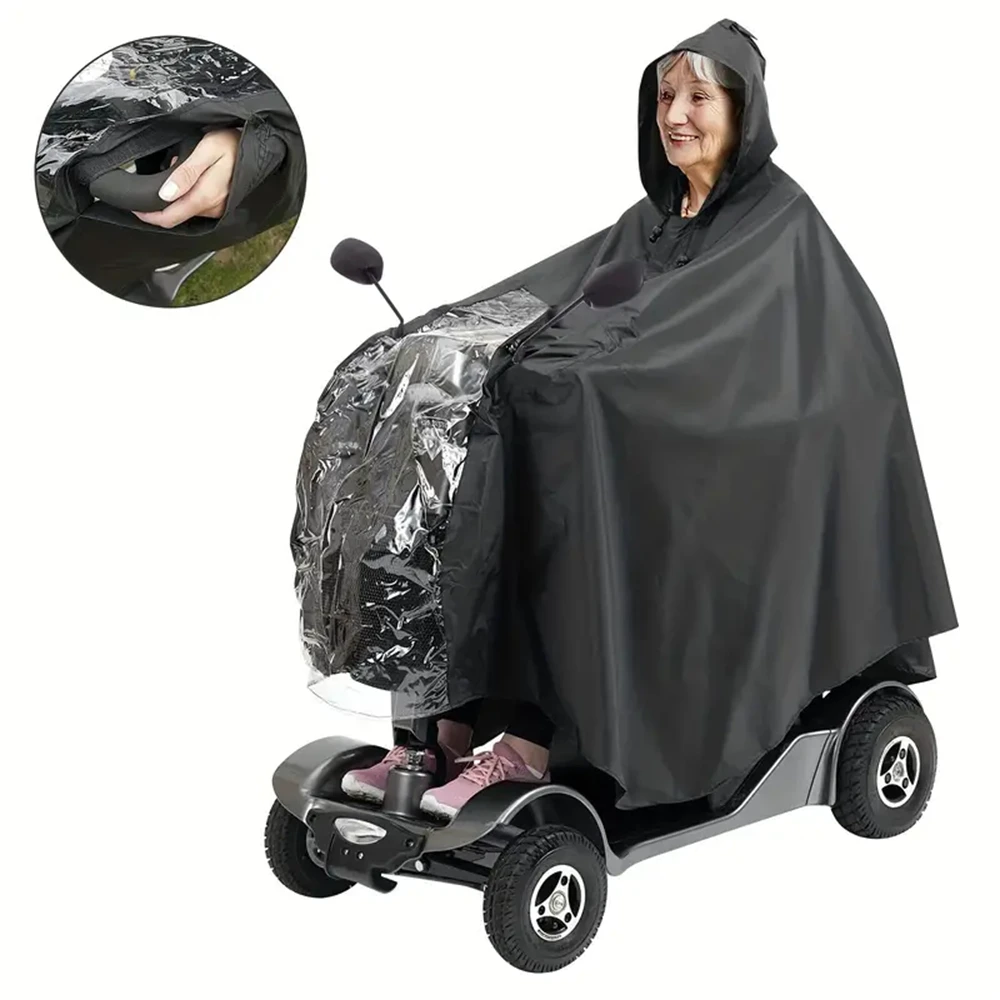 

Motorized Scooter Raincoat for Seniors, Waterproof PVC Cover, Hooded Protective Gear for Electric Mobility Vehicles