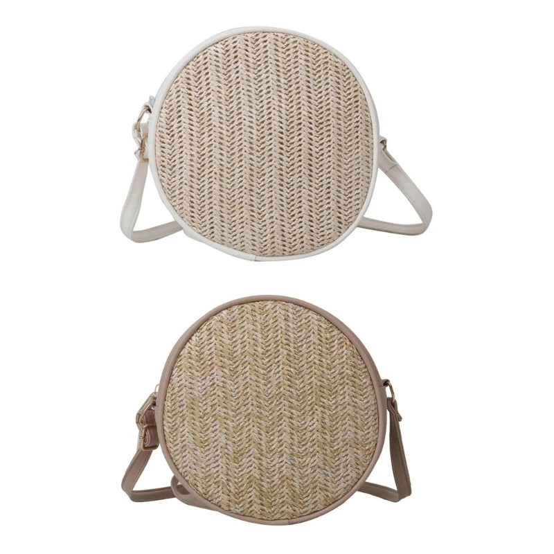 

2023 NEW Rattan Woven Bag for Women Girl Beach Bag Vintage Shoulder Bag Crossbody Bags for Picnic Mini Round Weave Bags