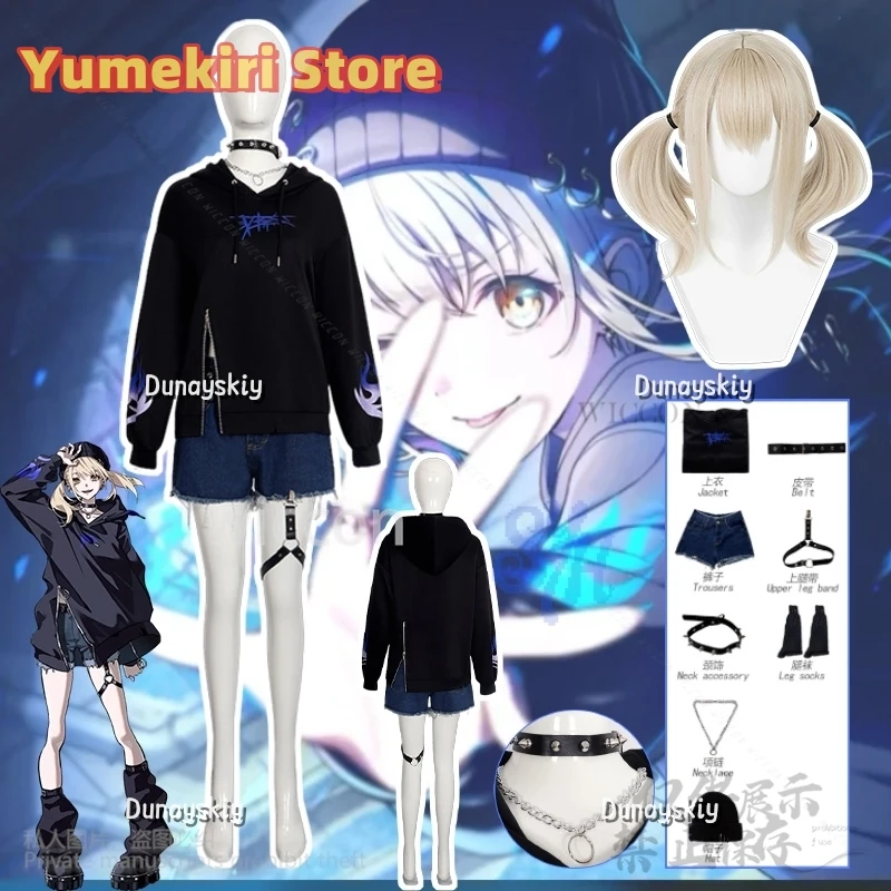 

Azusawa Kohane Cosplay Game Project Sekai Colorful Stage Anime Hip-hop Uniform Jirai Kei Girls Suit Sweatshirt Shorts Halloween