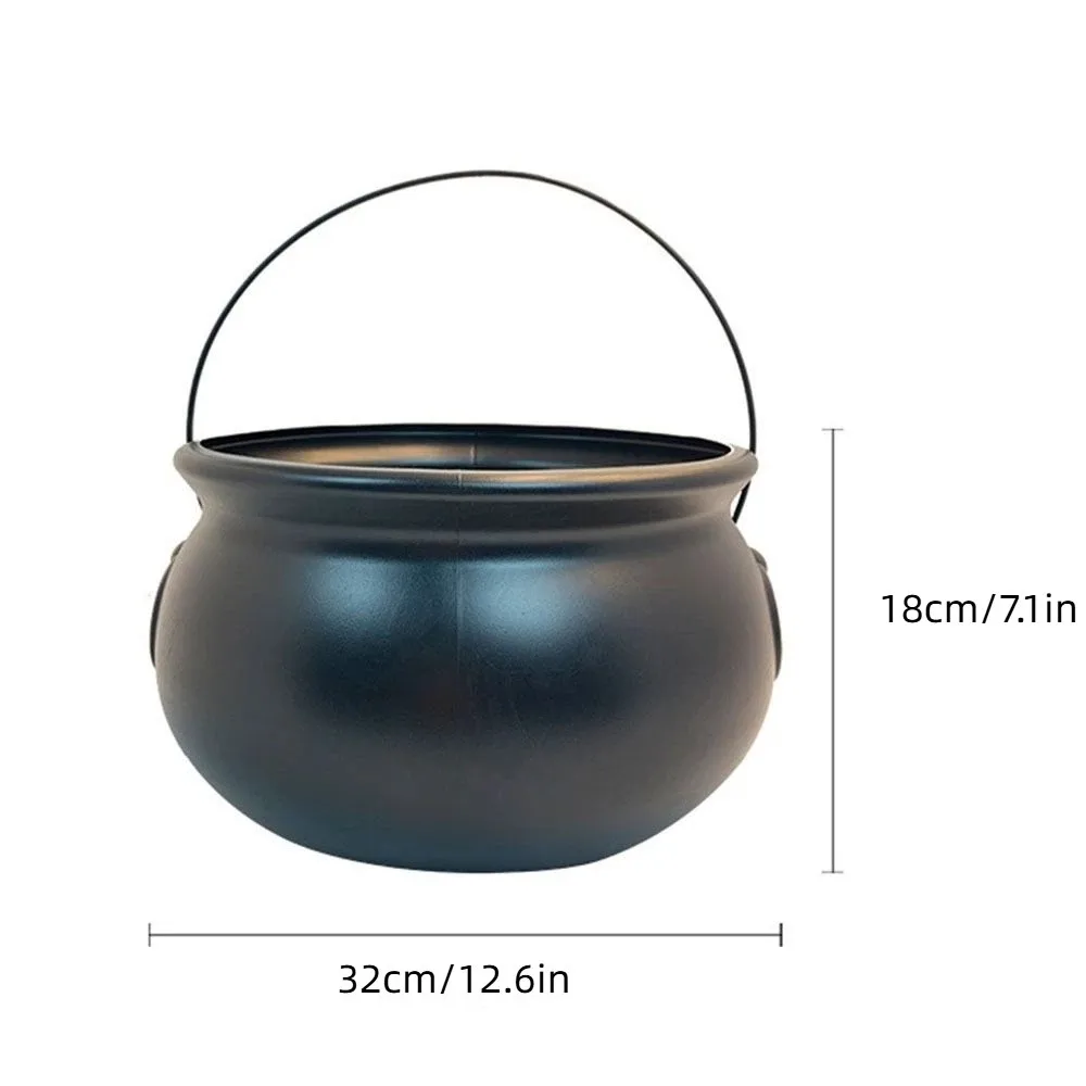 Party Supplies 32cm Halloween Cauldron Plastic Black Witch Cauldron Bucket Classical Extra-large Halloween Jar St. Patrick's Day