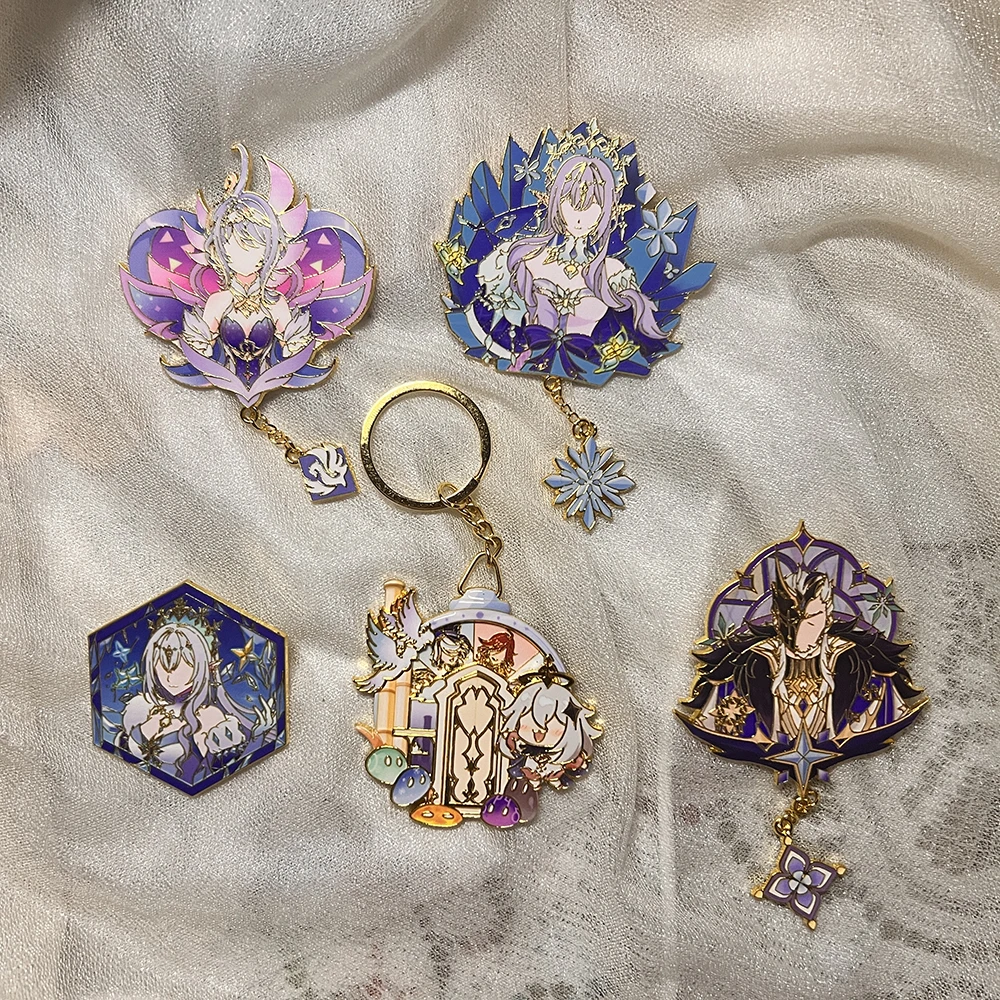 Genshin Impact Anastasya Pierro Odette Venti Badges Anime Cosplay Paimon The Seven Gods Pendant Halloween Accessories Xmas Gifts