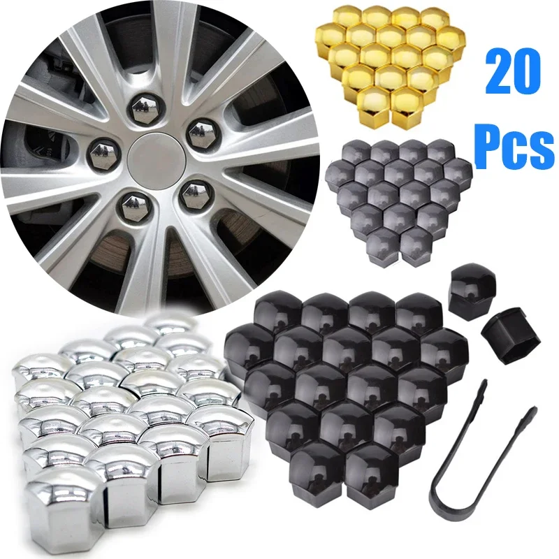 20 sztuk Nakrętki na nakrętki kół samochodowych 17 mm/19 mm / 21 mm Osłona śruby piasty samochodowej Czarna plastikowa osłona przeciwpyłowa Nakrętki kół samochodowych Akcesoria do opon